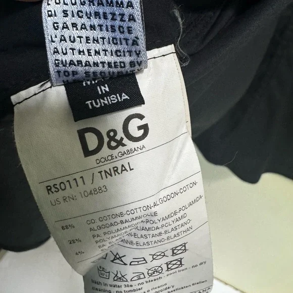 D & G Dolce & Gabbana Logo Cotton Trim Button Top Shirt Long Sleeve Black 54 - Picture 14 of 16